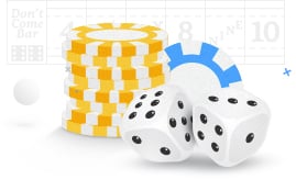 Craps Dice With Poker Chips and Point Lines