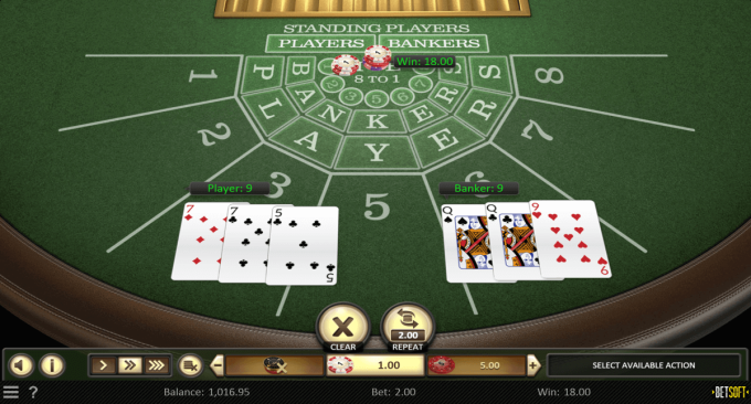 Example of a Bet Tie in Baccarat