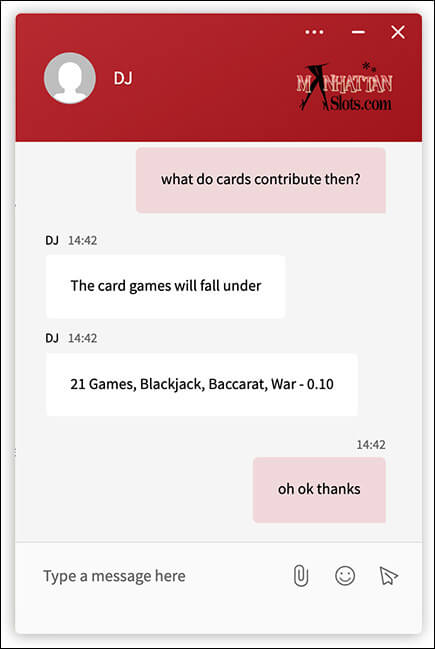 Live Chat Manhattan Slots Customer Support 2