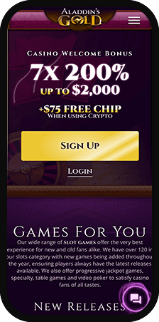 Aladdin's Gold Casino Homepage