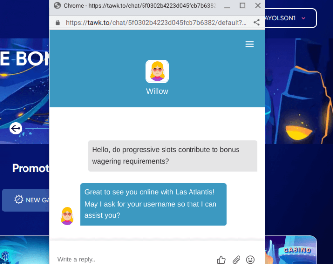 Las Atlantis Customer Support Chat 1