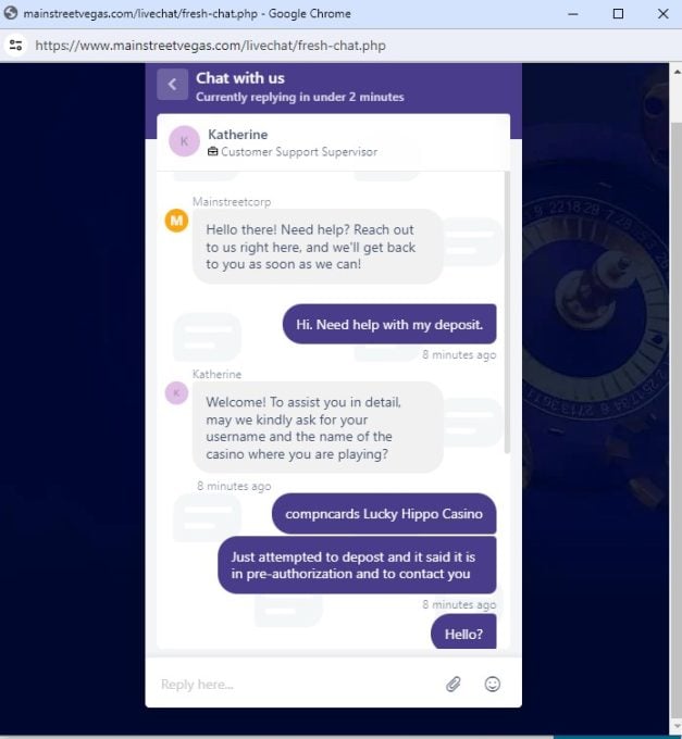 Lucky Hippo Casino Customer Support 1