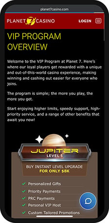 Planet 7 Casino VIP Program