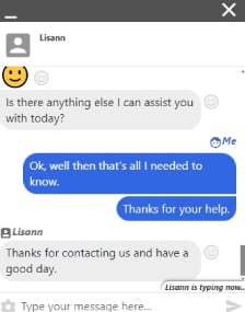 Everygame customer service screenshot