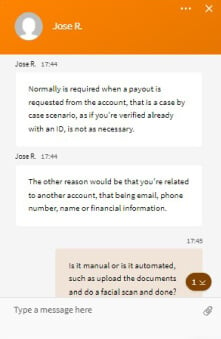 MyBookie Casino Customer Service screenshot 