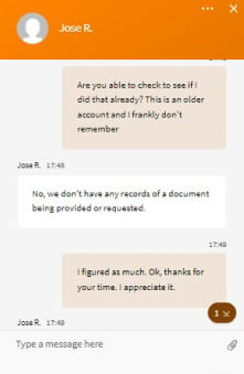 MyBookie Casino Customer Service screenshot 