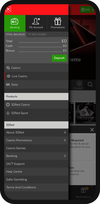 32 Red Casino Mobile Screenshot 2