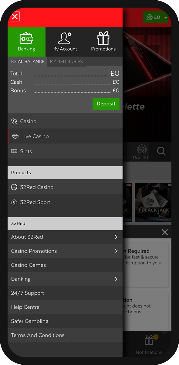 32 Red Casino Mobile Screenshot 2