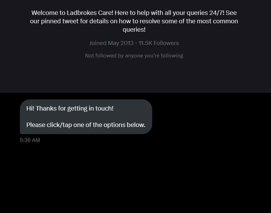 LadBrokes Customer Support Chat